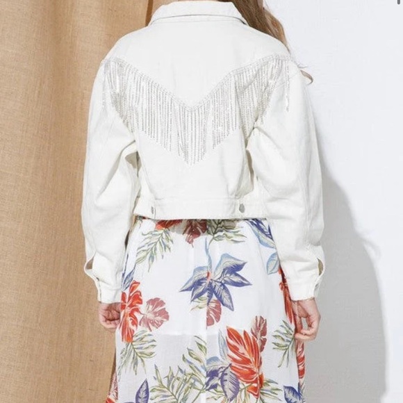 Blue B Rhinestone Fringe Denim Jacket - Picture 3 of 3